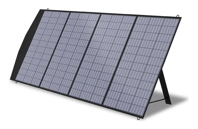 ALLPOWERS SP033 200 W folding solar panel unfolded on its stand